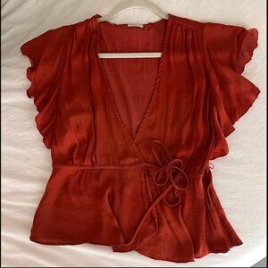 Rust wrap blouse | M